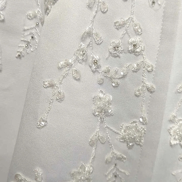 Michaelangelo T8612 Elegant Beaded White Wedding Gown  Embroidered Details 10 - Picture 12 of 15